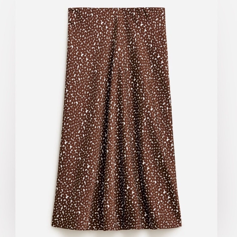 J. Crew Gwyneth Satin Slip Skirt in Mocha Brown and White Floral Print